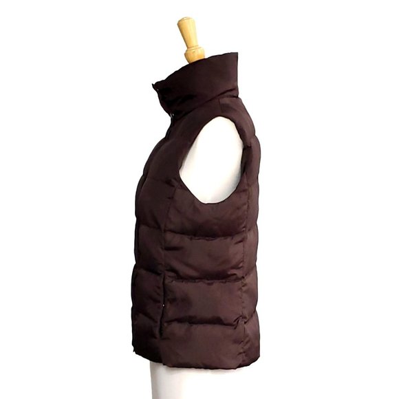 J. Crew Puffer Vest Brown Buttoned Full Zip Feather Down Filled Sz M - Picture 4 of 7